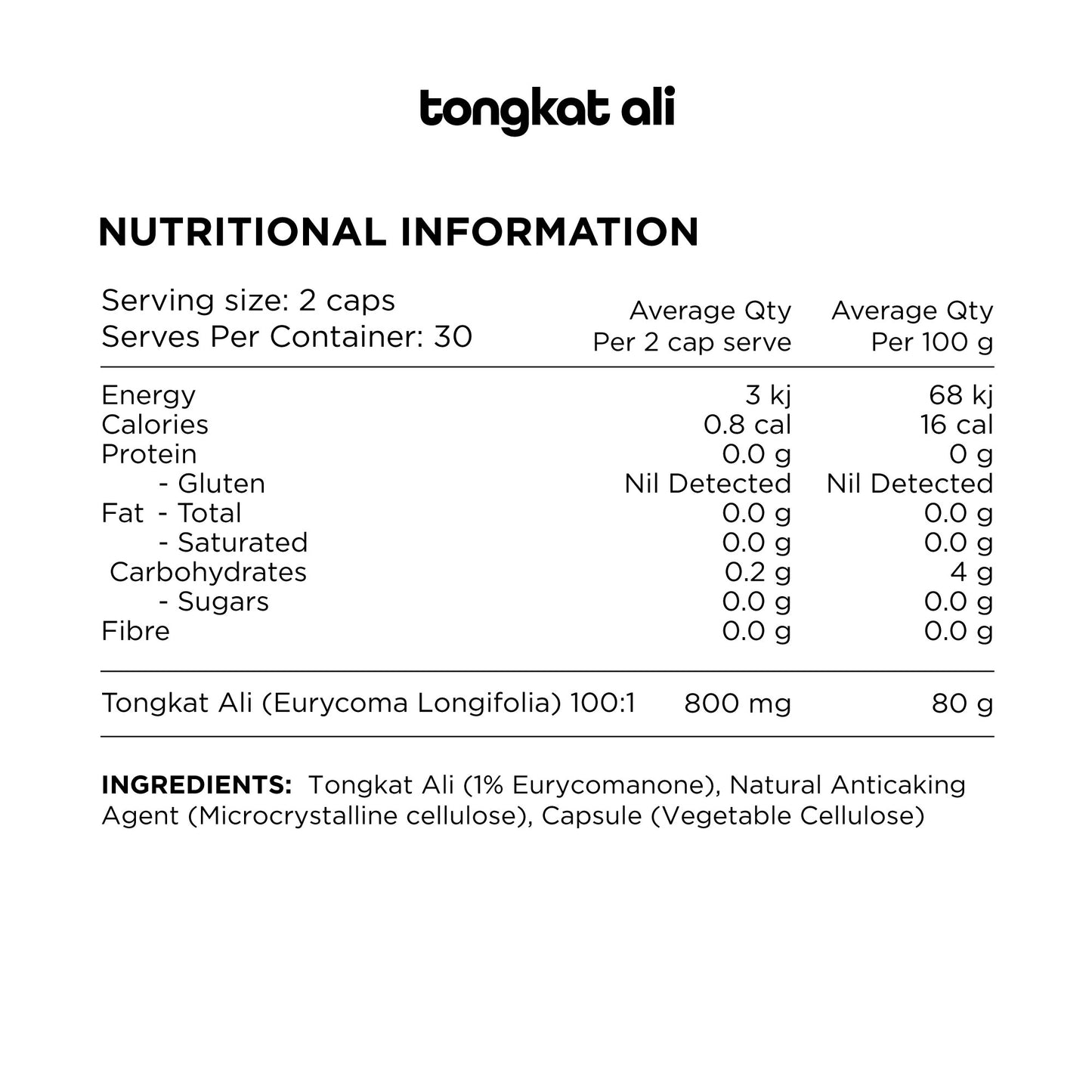 Switch Nutrition 100% PURE TONGKAT ALI